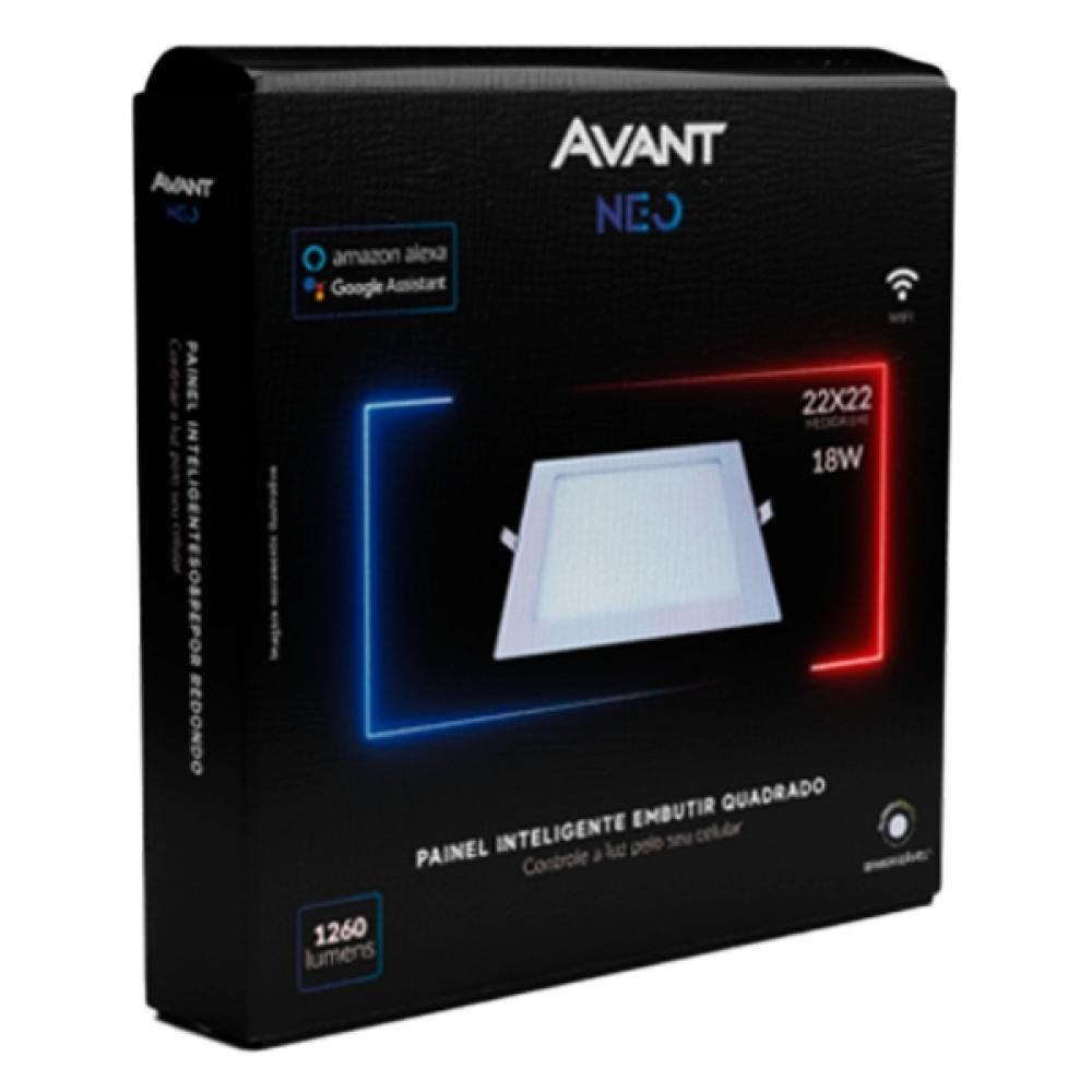 Painel Pop LED Plafon Inteligente de Embutir Smart Wi-Fi NEO 18W Quadrado 22cm Luz Dimerizavel Amarela-Branca Bivolt Ava - 7