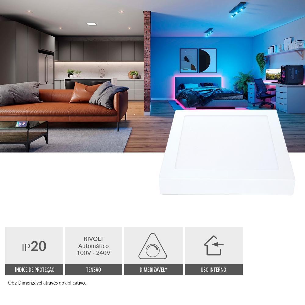 Painel Pop LED Plafon Inteligente de Sobrepor Smart Wi-Fi NEO 18W Redondo 22cm Luz Dimerizavel Amarela-Branca Bivolt Ava - 3