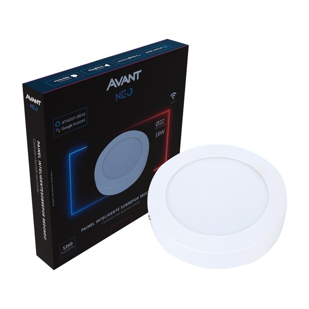 Painel Pop LED Plafon Inteligente de Sobrepor Smart Wi-Fi NEO 18W Redondo 22cm Luz Dimerizavel Amarela-Branca Bivolt Ava - 5