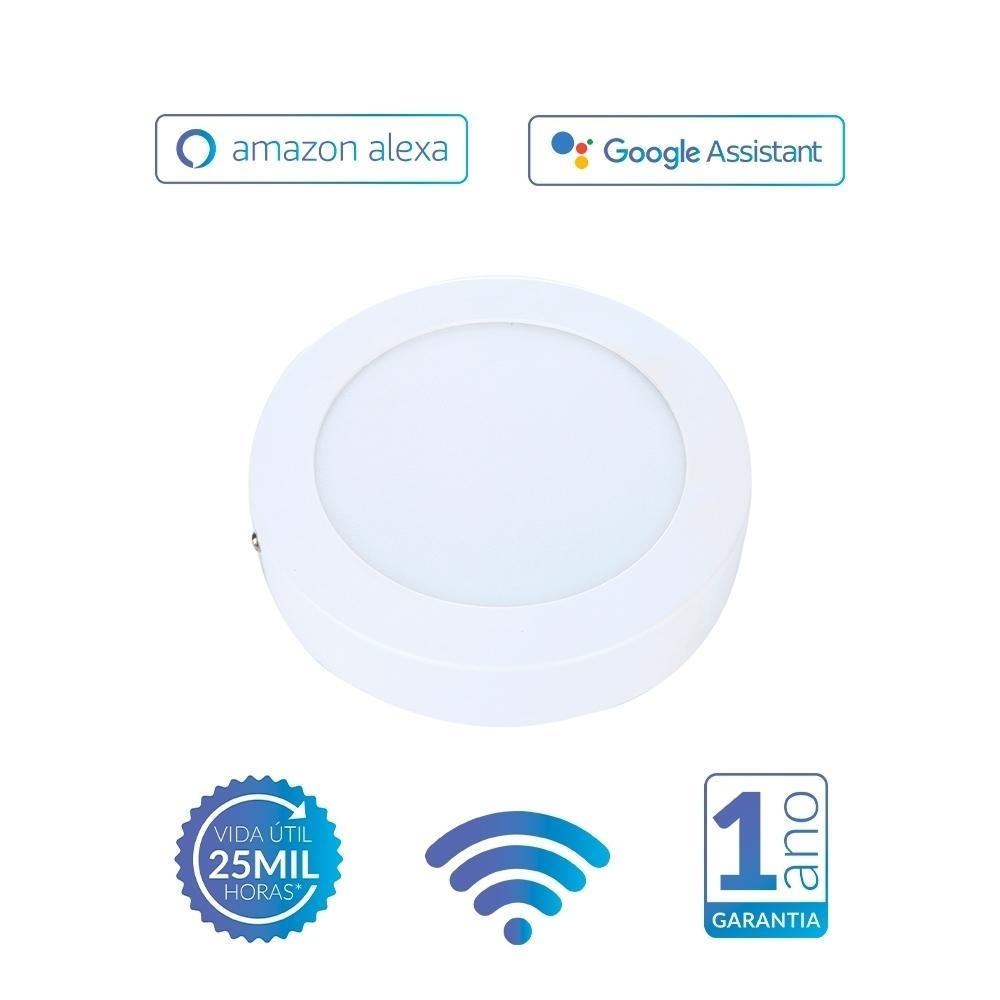 Painel Pop LED Plafon Inteligente de Sobrepor Smart Wi-Fi NEO 18W Redondo 22cm Luz Dimerizavel Amarela-Branca Bivolt Ava - 6