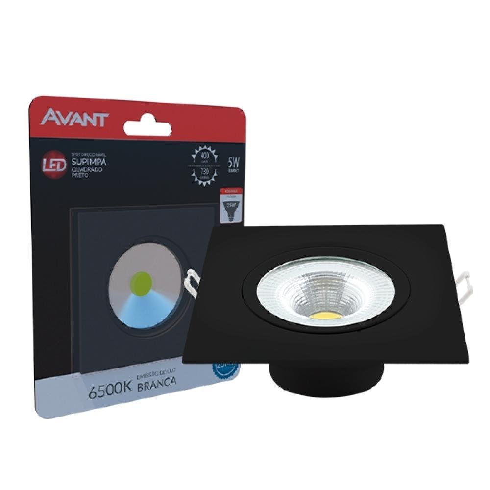 Spot Supimpa Led 5W Preto Fosco Luz Branca 6500K Quadrado Bivolt Avant - 2