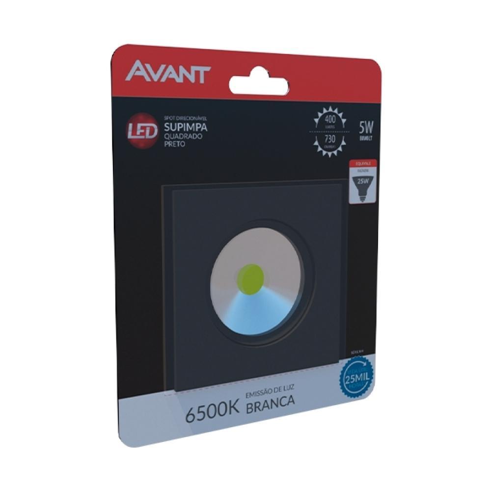 Spot Supimpa Led 5W Preto Fosco Luz Branca 6500K Quadrado Bivolt Avant - 3