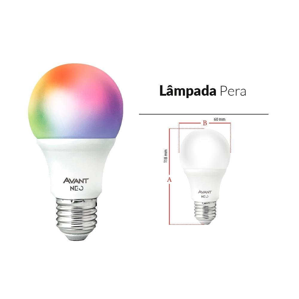 Lâmpada Inteligente LED Smart Wi-Fi Bulbo Pera NEO 10W Luz Dimerizável Amarela-Branca-RGB Base E27 Bivolt Avant - 8