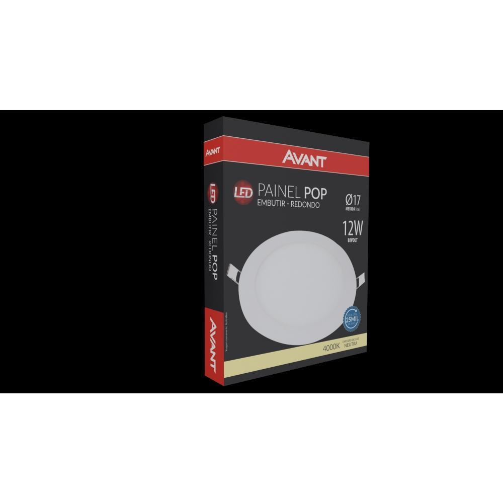 Painel Pop LED Plafon De Embutir 12W Redondo 17cm Luz Neutra 4000K Bivolt Avant - 3