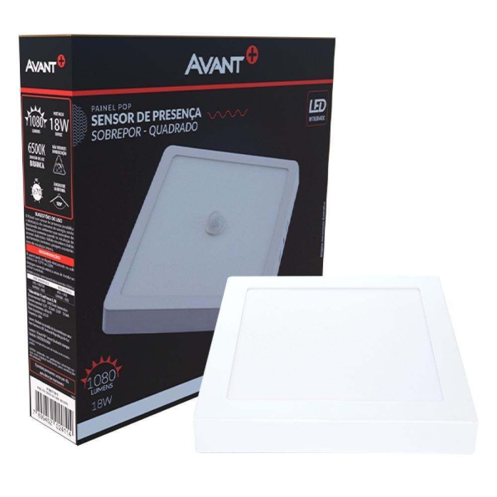 Painel Pop LED Plafon De Sobrepor Com Sensor de Presenca 18W Quadrado 21cm Luz Branca 6500K Bivolt Avant - 3