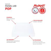 Painel Pop LED Plafon De Sobrepor Com Sensor de Presenca 18W Quadrado 21cm Luz Branca 6500K Bivolt Avant - 5