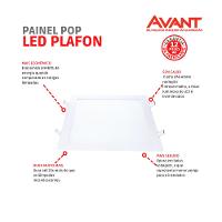 Painel Pop LED Plafon De Embutir Em Aluminio 24W Quadrado 30cm Luz Branca 6500K Bivolt Avant