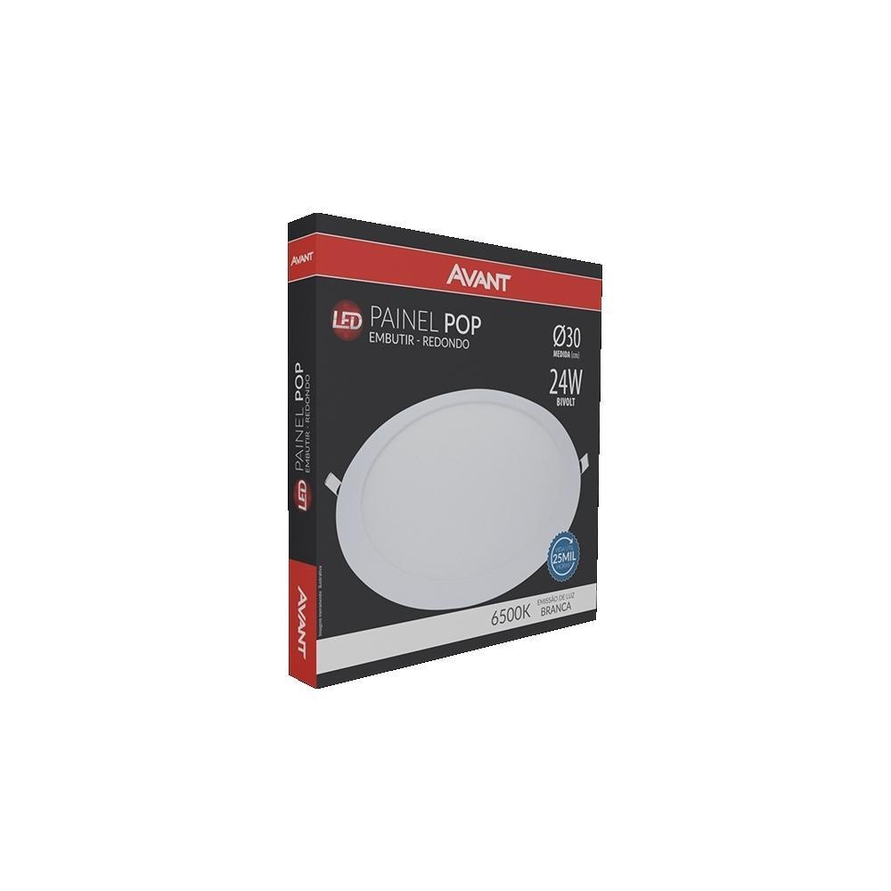Painel Pop LED Plafon De Embutir 24W Redondo 30cm Luz Branca 6500K Bivolt Avant - 3