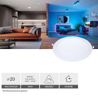 Painel Pop LED Plafon Inteligente de Embutir Smart Wi-Fi NEO 24W Redondo 30cm Luz Dimerizavel Amarela-Branca Bivolt Avan