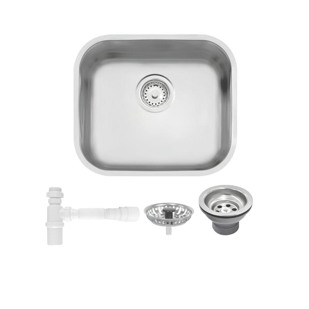 Cuba De Inox Lavínia 40x34cm 3.1/2' Com Válvula 94020/107 Acetinada Tramontina com Sifão Universal Com Copo - 1