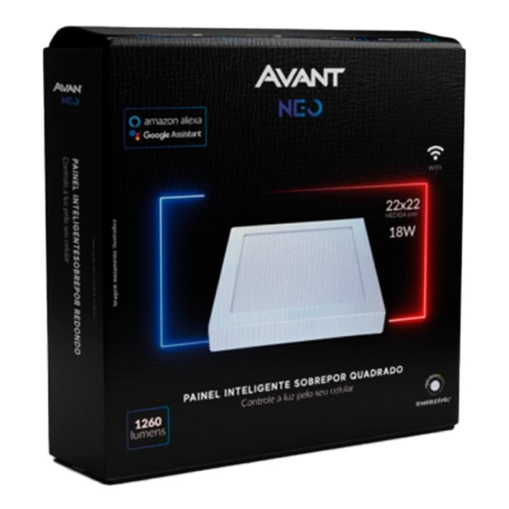 Painel Pop LED Plafon Inteligente de Sobrepor Smart Wi-Fi NEO 18W Quadrado 22cm Luz Dimerizavel Amarela-Branca Bivolt Av - 7