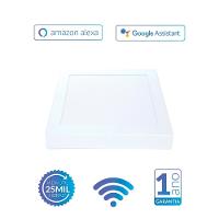 Painel Pop LED Plafon Inteligente de Sobrepor Smart Wi-Fi NEO 18W Quadrado 22cm Luz Dimerizavel Amarela-Branca Bivolt Av - 2