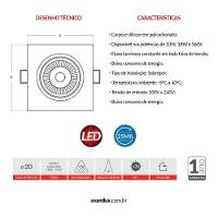 Kit 10 Spot 5w 6500K Led Direcional Embutir Quadrada Avant - 5