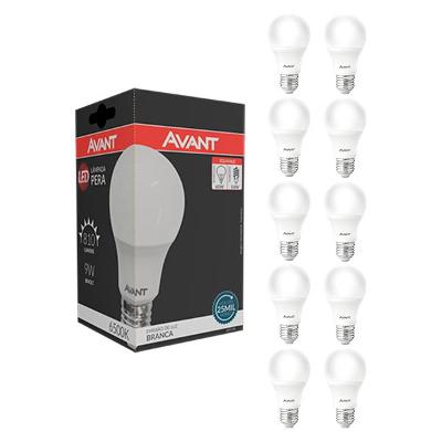 Kit 10 Lâmpada Led 9w Bulbo E27 6500k Branco Frio Avant