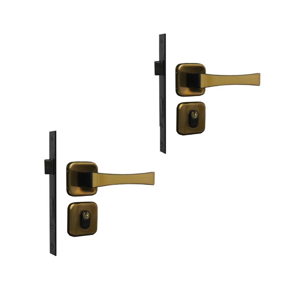 Kit 2 Fechadura Paris Externo Bronze Latonado 4cm MGM - 1