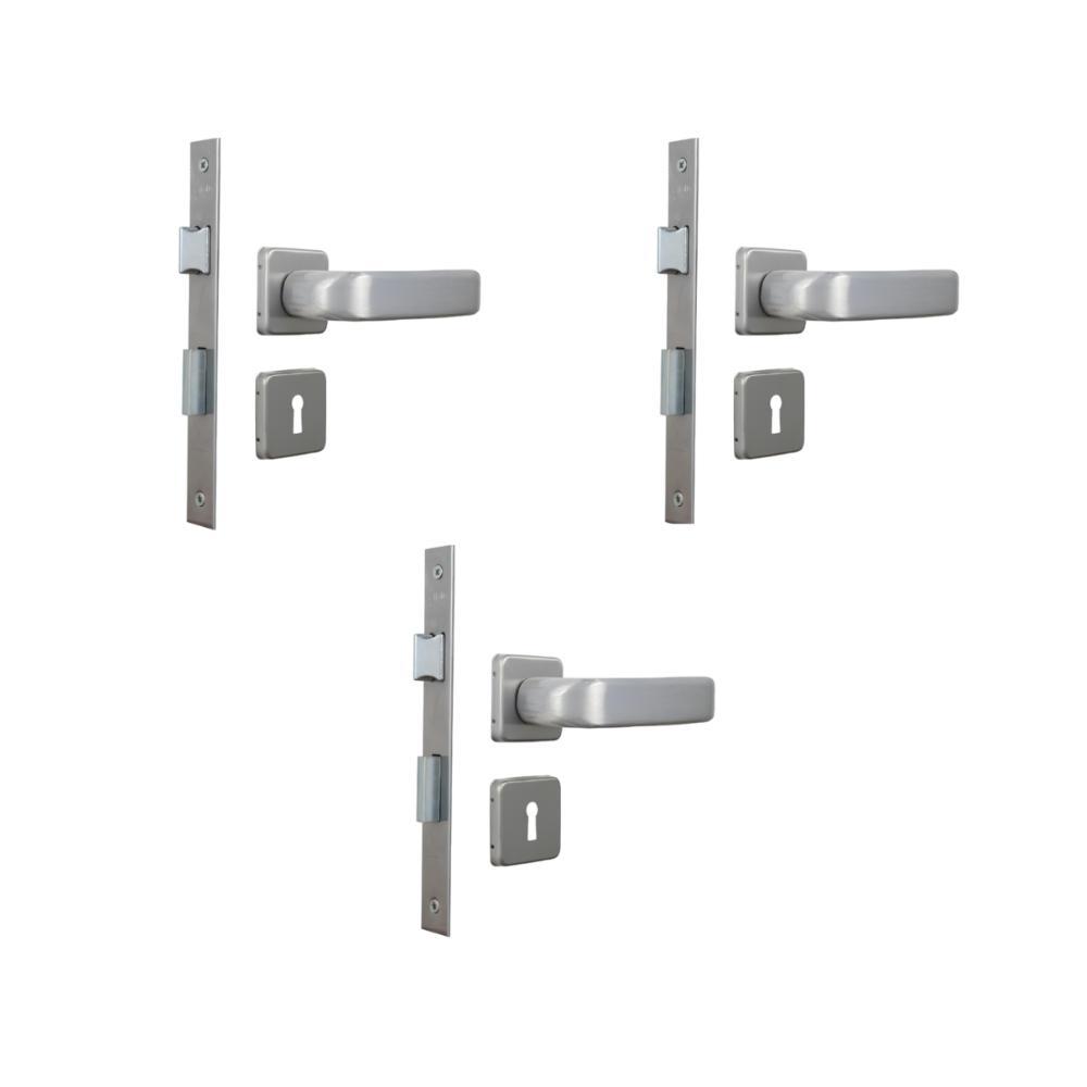 Kit 3 Fechadura Firenze Interna Alumínio 4cm MGM - 1