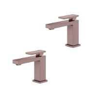 Kit 2 Misturador Monocomando Para Lavatório De Mesa New Edge Bica Baixa Cobre Escovado Docol - 1