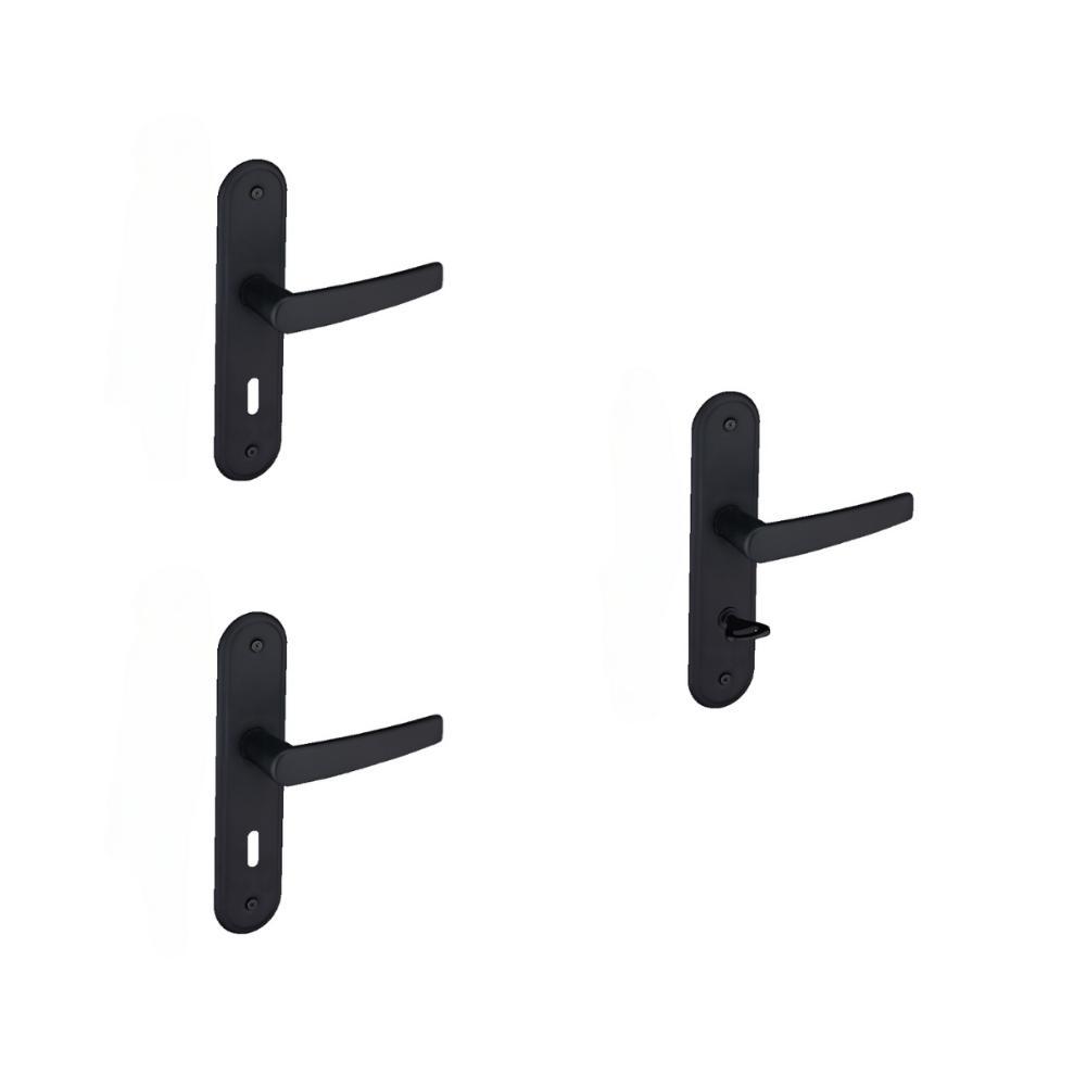 Kit 2 Fechaduras Interna e 1 WC Espelho Concept Pado Preto - 1