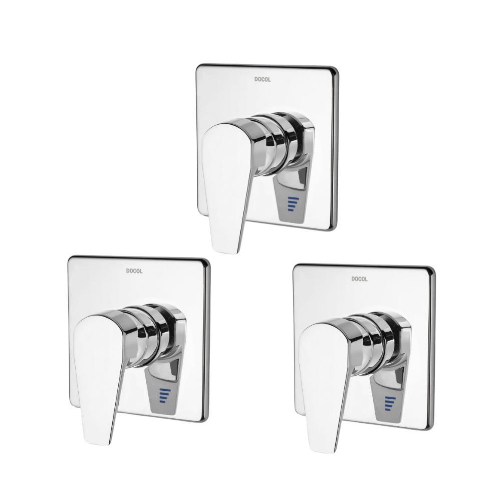 Kit 3 Acabamento Monocomando Para Chuveiro E Ducha Higiênica Lift 1/2" Cromada Docol - 1