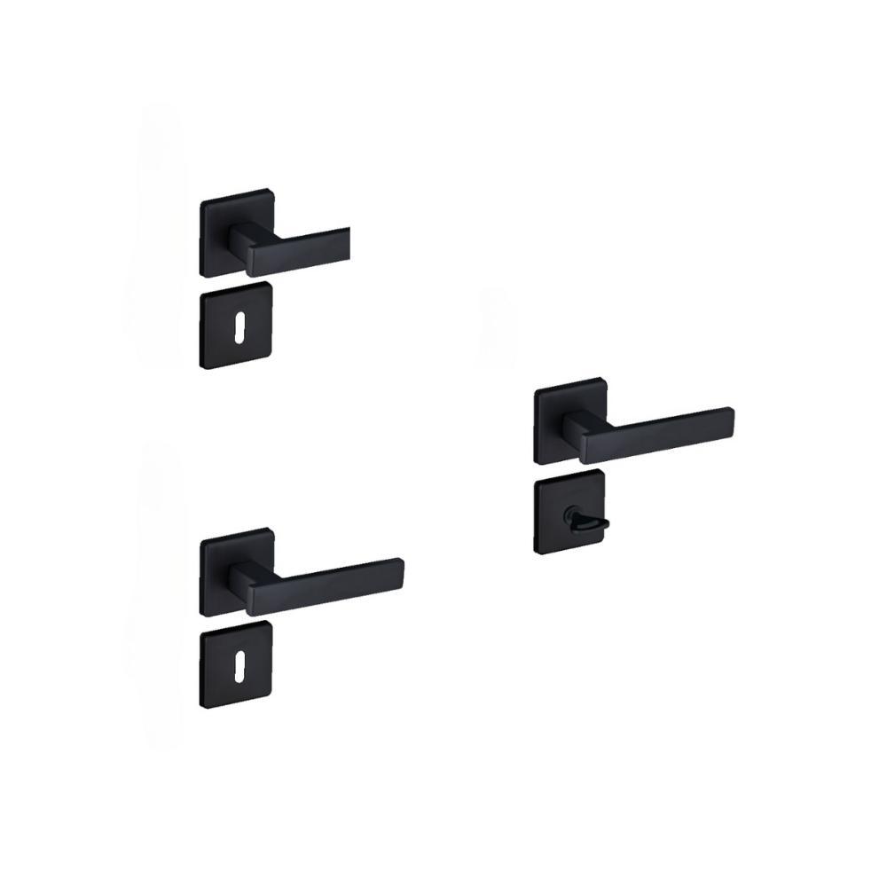 Kit 2 Fechaduras Interna e 1 WC Quad Concept Pado Preto - 1