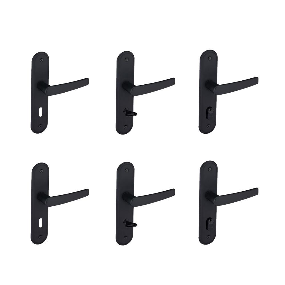 Kit 2 Fechaduras Interna 2 WC 2 Externa Espelho Pado Preto - 1