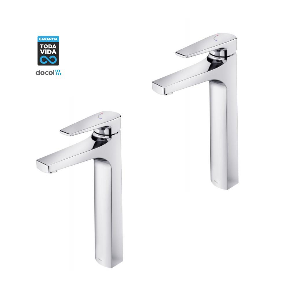 Kit 2 Misturador Monocomando Para Lavatório De Mesa Lift Bica Alta Cromado Docol - 1