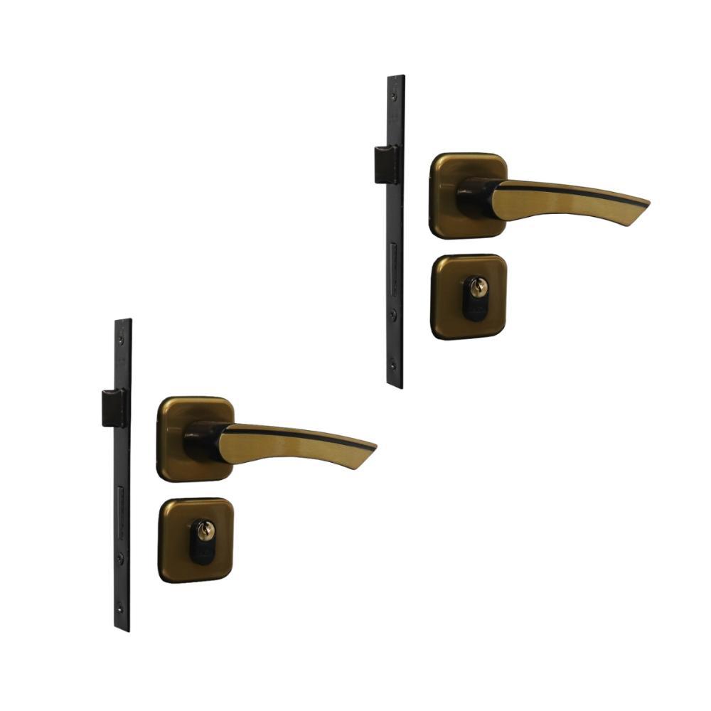 Kit 2 Fechadura Genebra Externo Bronze Latonado 4cm MGM - 1