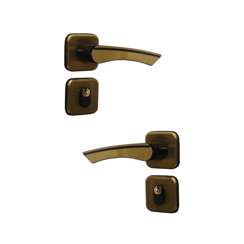 Kit 2 Fechadura Genebra Externo Bronze Latonado 4cm MGM - 4