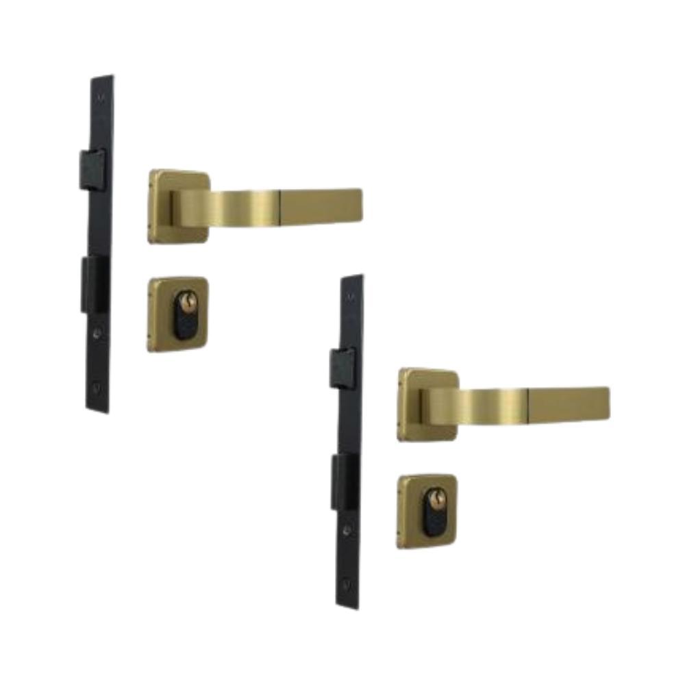 Kit 2 Fechaduras Roseta Módena Bronze Latonado Externa MGM - 1