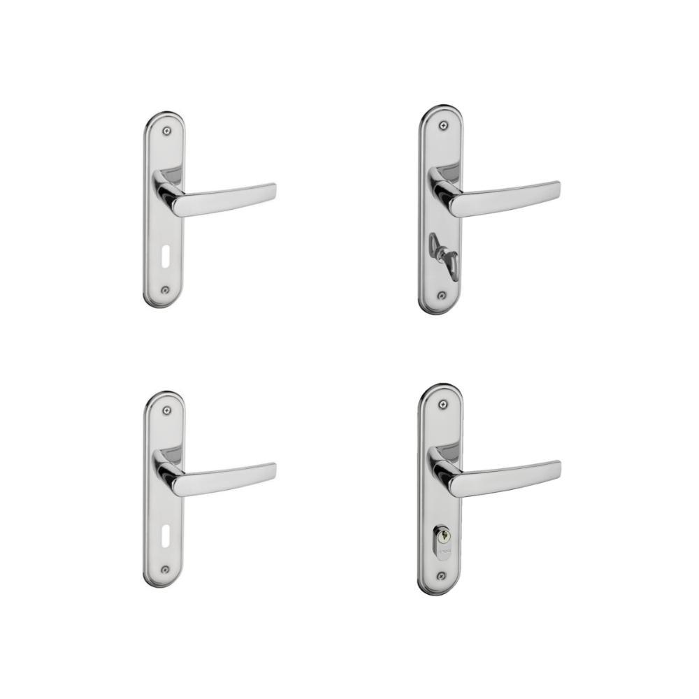 Kit 2 Fechaduras Interna 1 WC 1 Externa Espelho Pado Cromado - 1