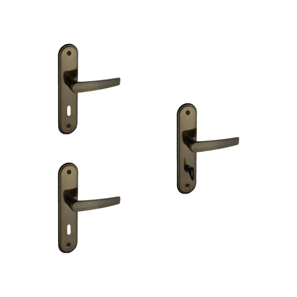 Kit 2 Fechaduras Interna e 1 WC Espelho Concept Pado Bronze - 1