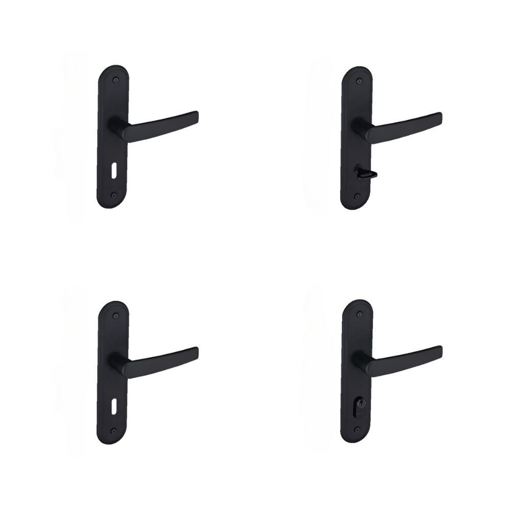 Kit 2 Fechaduras Interna 1 WC 1 Externa Espelho Pado Preto - 1