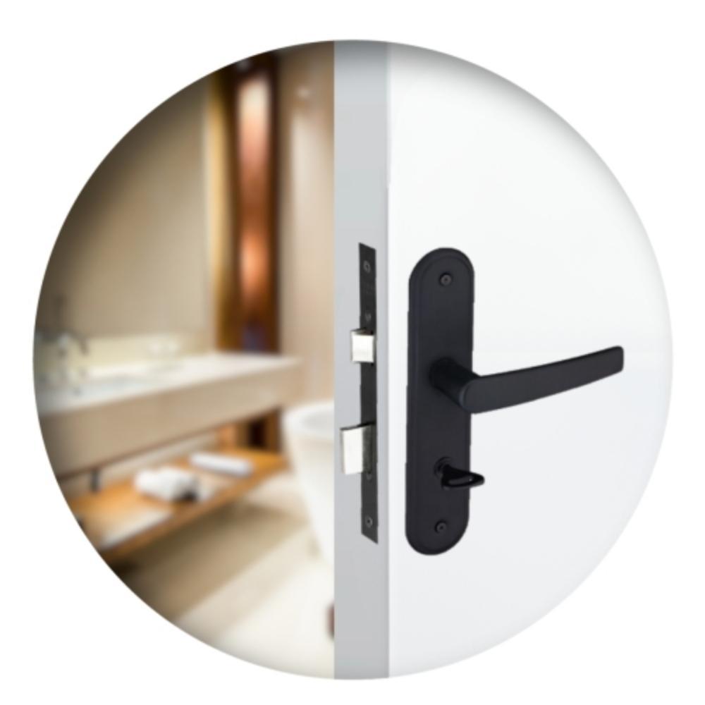 Kit 2 Fechaduras Interna 1 WC 1 Externa Espelho Pado Preto - 6