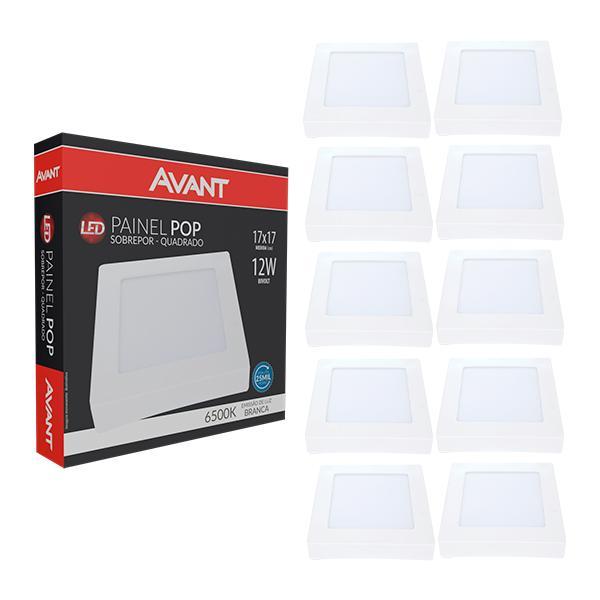 Kit 10 Painel Plafon Led De Sobrepor Quadrado 17cm 12w 6500k Bivolt Emissão De Luz Branca Avant - 1