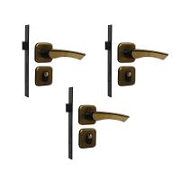 Kit 3 Fechadura Genebra Externo Bronze Latonado 4cm MGM - 1