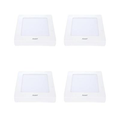 Kit 4 Painel LED Plafon Sobrepor 18W Quadrado Branco Quente