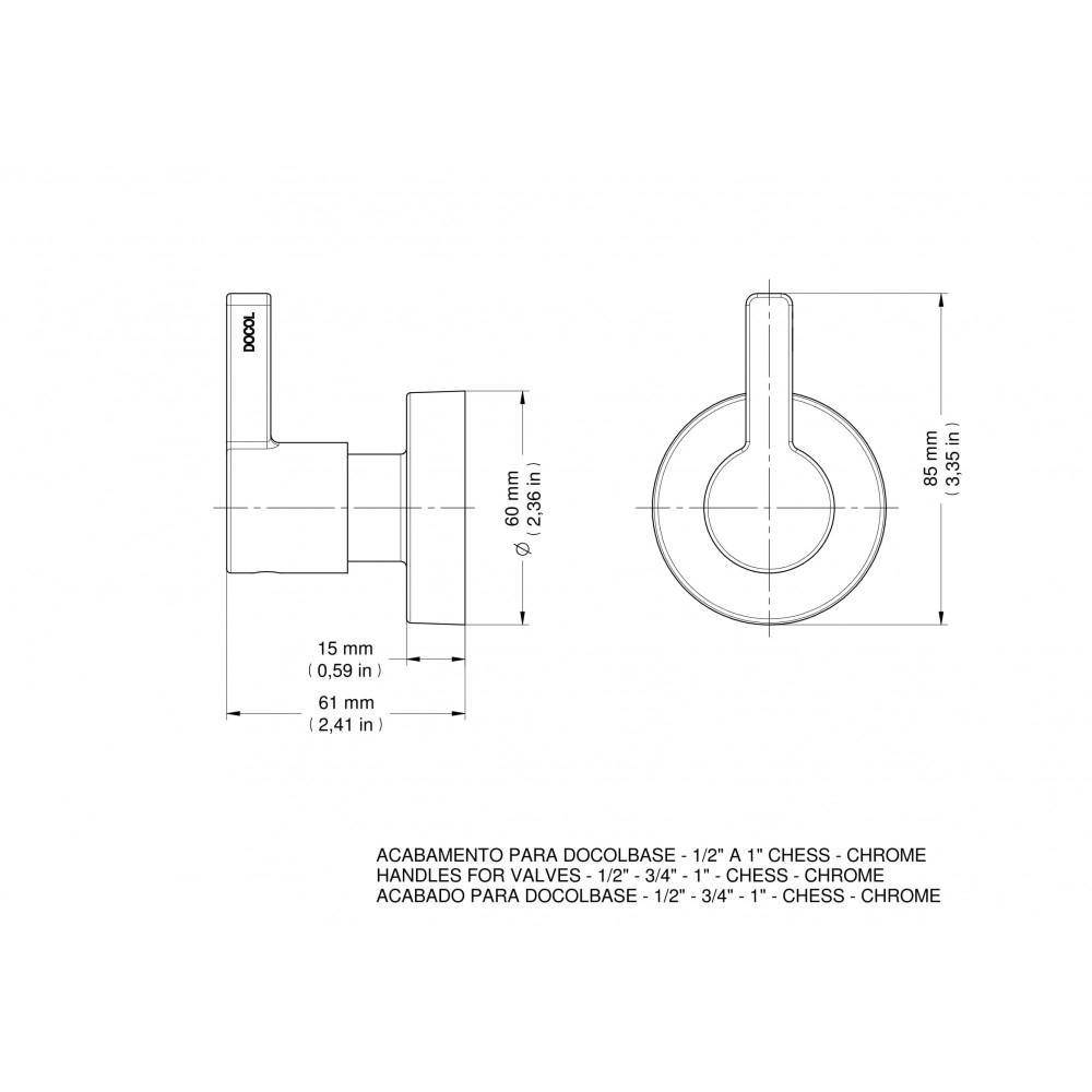 Kit Acabamento Para Registro DocolBase Chess 3/4 e Base Para Registro de Gaveta 3/4 Docol - 3