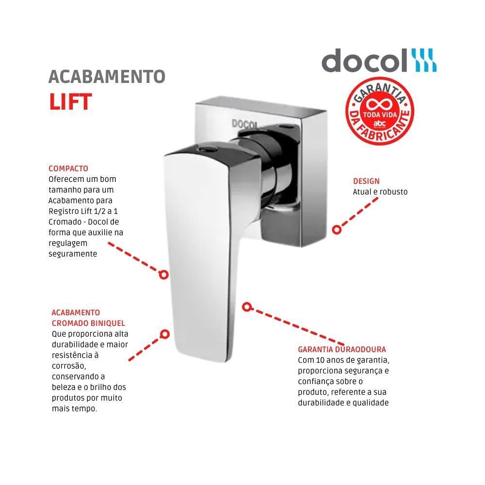 Kit 4 Acabamento Para Registro Docol Base Lift 1/2" 3/4" 1" Cromado Docol - 4