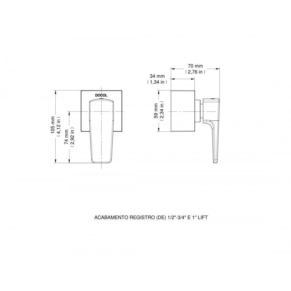 Kit 4 Acabamento Para Registro Docol Base Lift 1/2" 3/4" 1" Cromado Docol - 5
