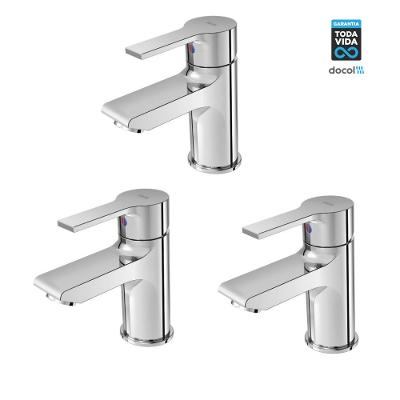 Kit 3 Misturador Monocomando Para Lavatório De Mesa Gali Bica Baixa Cromada Docol