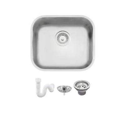 Cuba De Inox Lavínia 40x34cm 3.1/2' Com Válvula 94020/107 Acetinada Tramontina com Sifão Sanfonado Universal Simples 1.1/2"