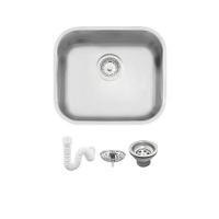 Cuba De Inox Lavínia 40x34cm 3.1/2' Com Válvula 94020/107 Acetinada Tramontina com Sifão Sanfonado Universal Simples 1.1/2" - 1