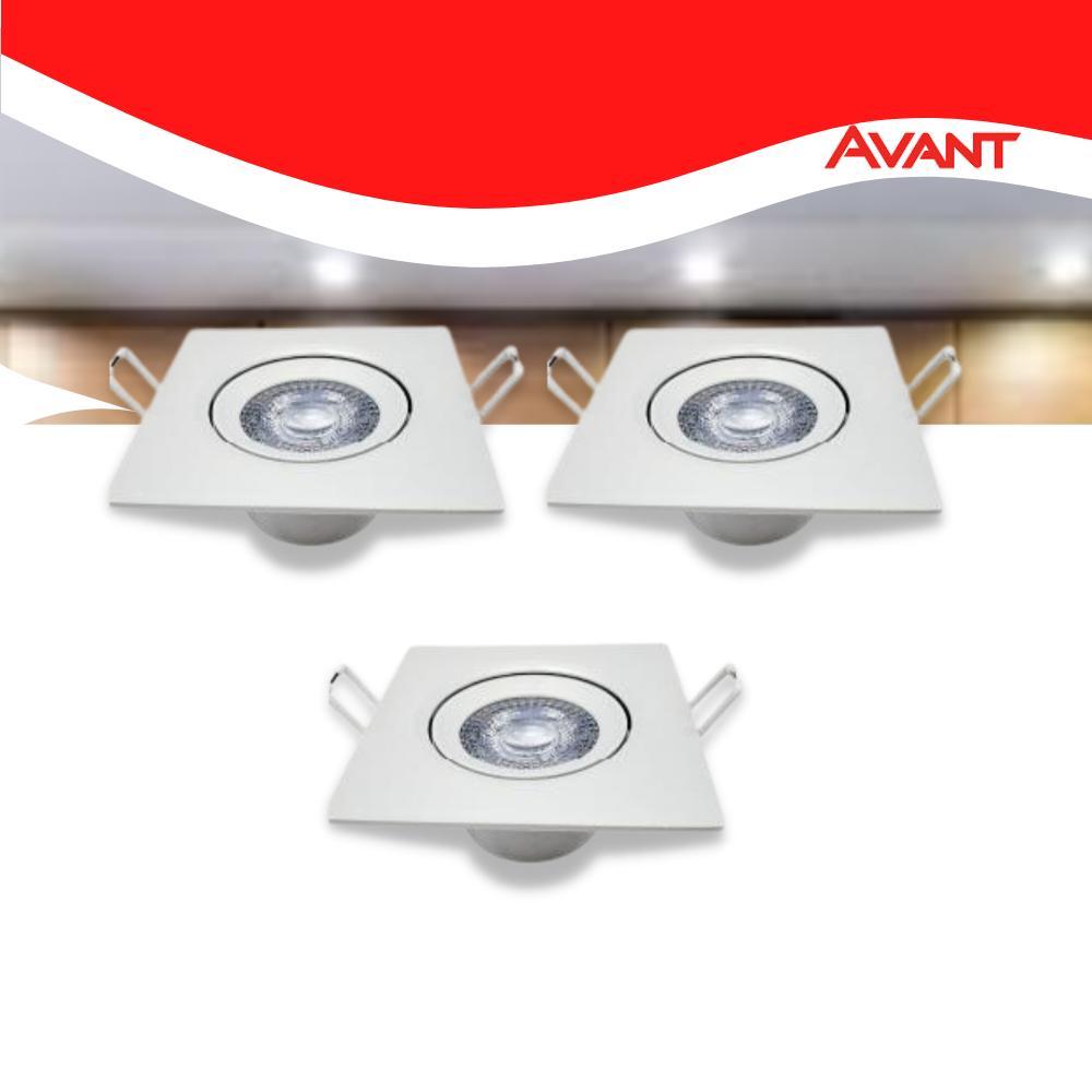 Kit 3 Luminária Quad. Spot 7w 3000k Branco-quente Avant - 1