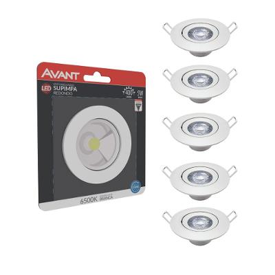 Kit 5 Luminária Redonda Spot Supimpa 5w 6500k Bivolt Emissão De Luz Branca Avant