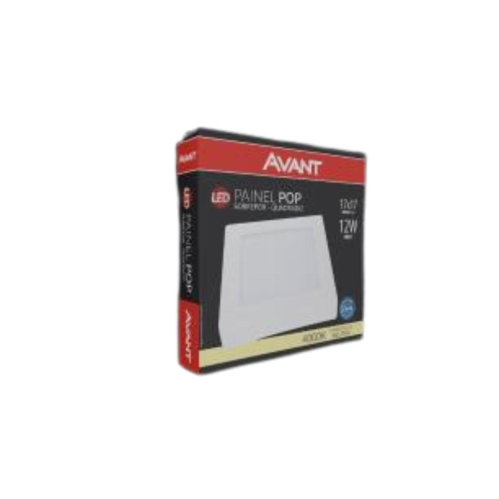 Kit 4 Painel LED Plafon Sobrepor 12W Quadrado Branco Neutro - 4