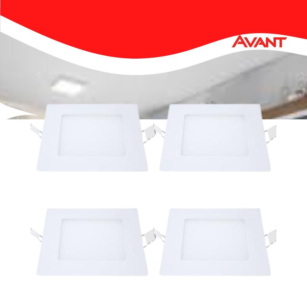 Kit 4 Painel LED Plafon Embutir 6W Quadrado Branco Frio - 1