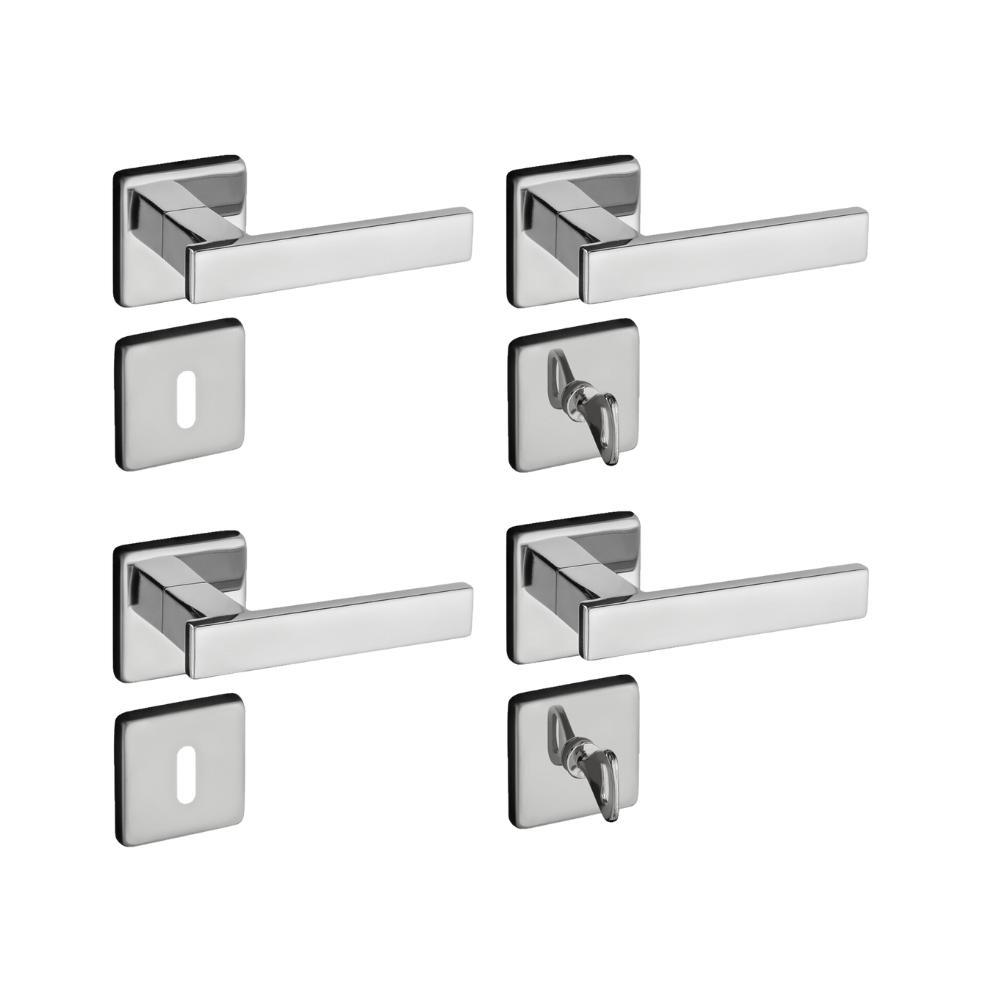 Kit 2 Fechaduras Interna e 2 WC Quad Concept Pado Cromado - 1