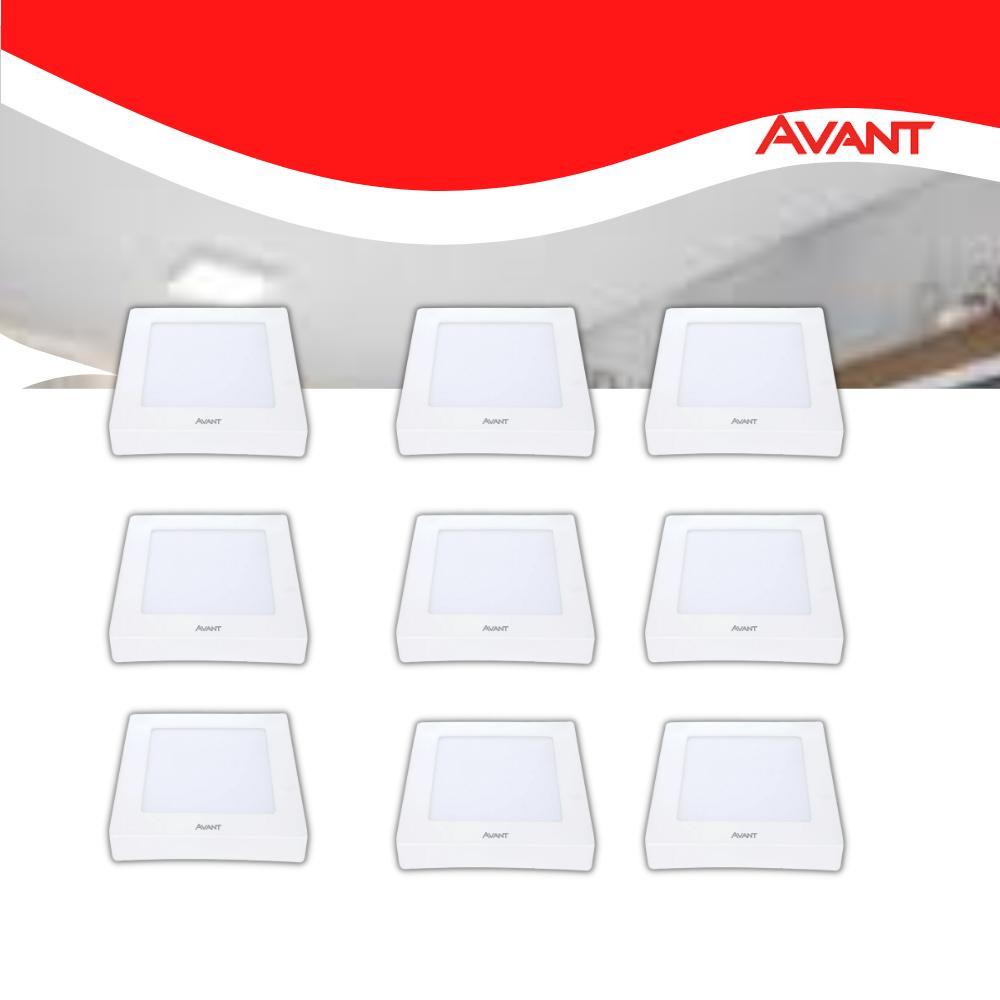 Kit 10 Painel LED Plafon Sobrepor 12W Quadrado Luz Neutro - 2