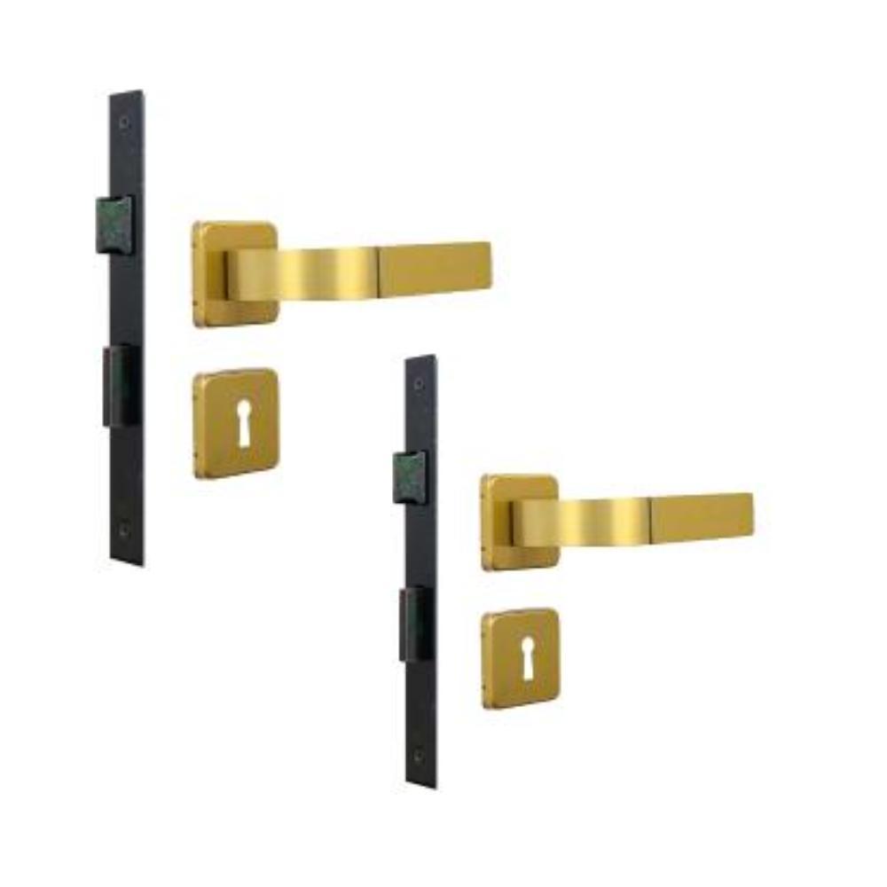 Kit 2 Fechaduras Roseta Módena Bronze Latonado Interna MGM - 1