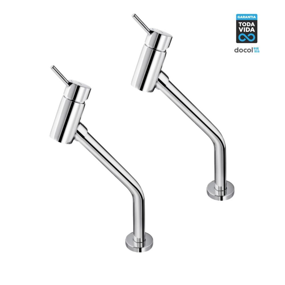 Kit 2 Misturador Monocomando Para Lavatório De Mesa Loggica Bica Alta Cromado Docol - 2